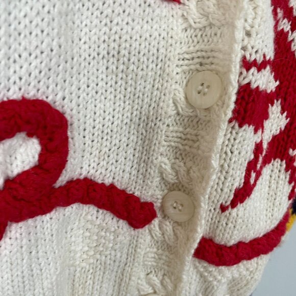 Izod Vintage NAUTICAL CHUNKY Cardigan Sweater Womens Sz M Old Money Hand Knit - Picture 7 of 14